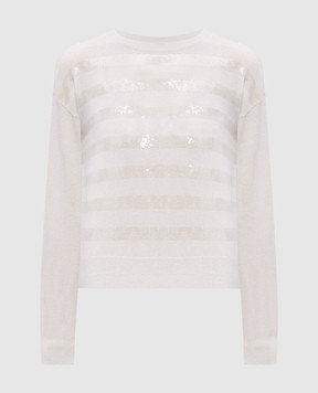 Brunello Cucinelli Beige cashmere sweater with sequins M12174420