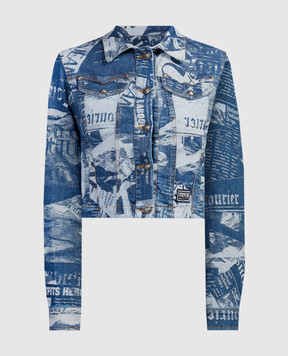 Versace Jeans Couture Magazine blue denim jacket with logo patch 76HAS43CDW074SS0