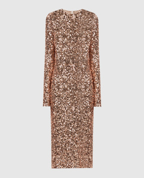 Dolce&Gabbana Brown dress with sequins F6AFDTFLUB3