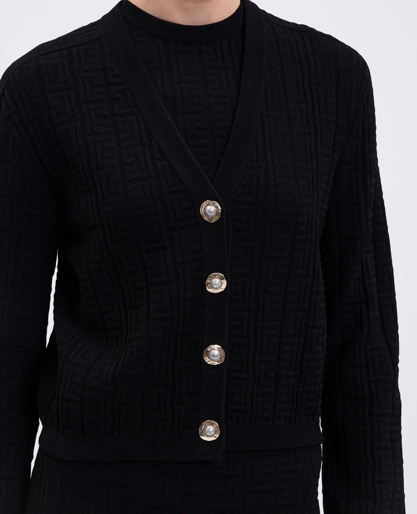 

Black cardigan with monogram pattern Balmain