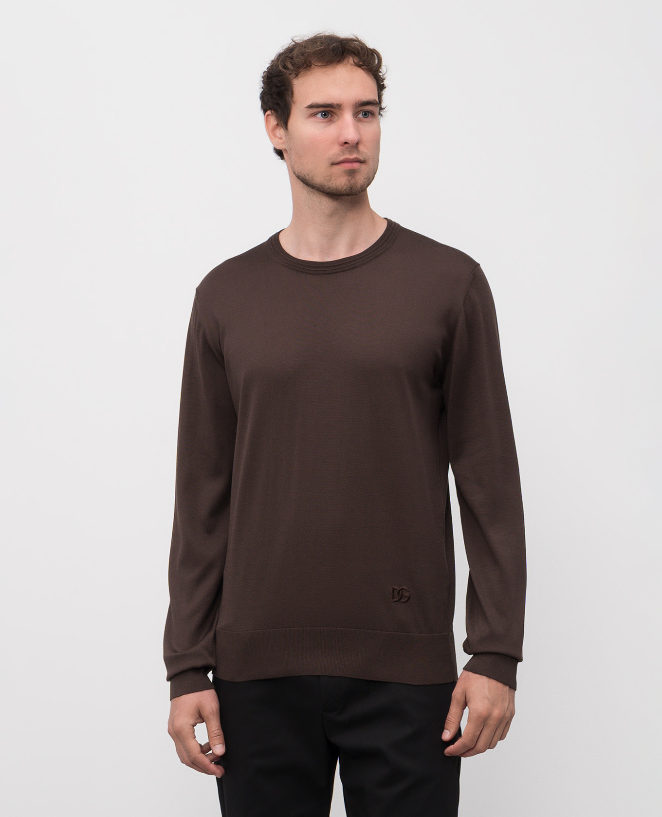 

Brown silk jumper with DG logo monogram embroidery Dolce&Gabbana