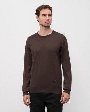 Dolce&Gabbana Brown silk jumper with DG logo monogram embroidery GXX02ZJBSLV