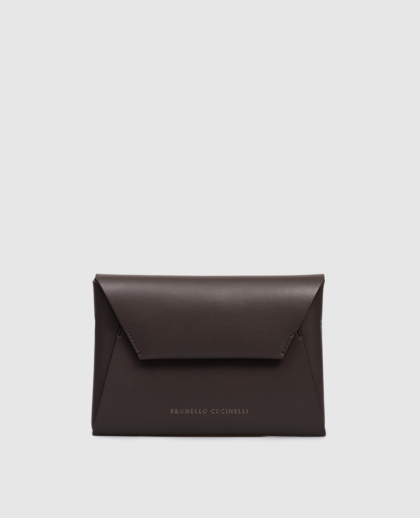 BC Duo brown leather clutch Brunello Cucinelli