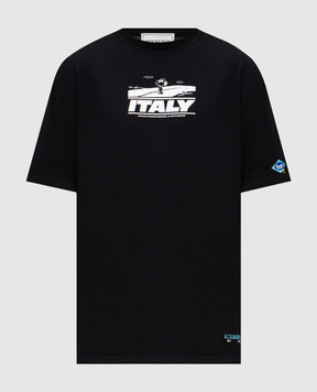 Iceberg Black T-shirt with branded print F0726325