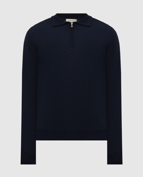 Cashmere&Whiskey Blue merino wool polo shirt 94394Z