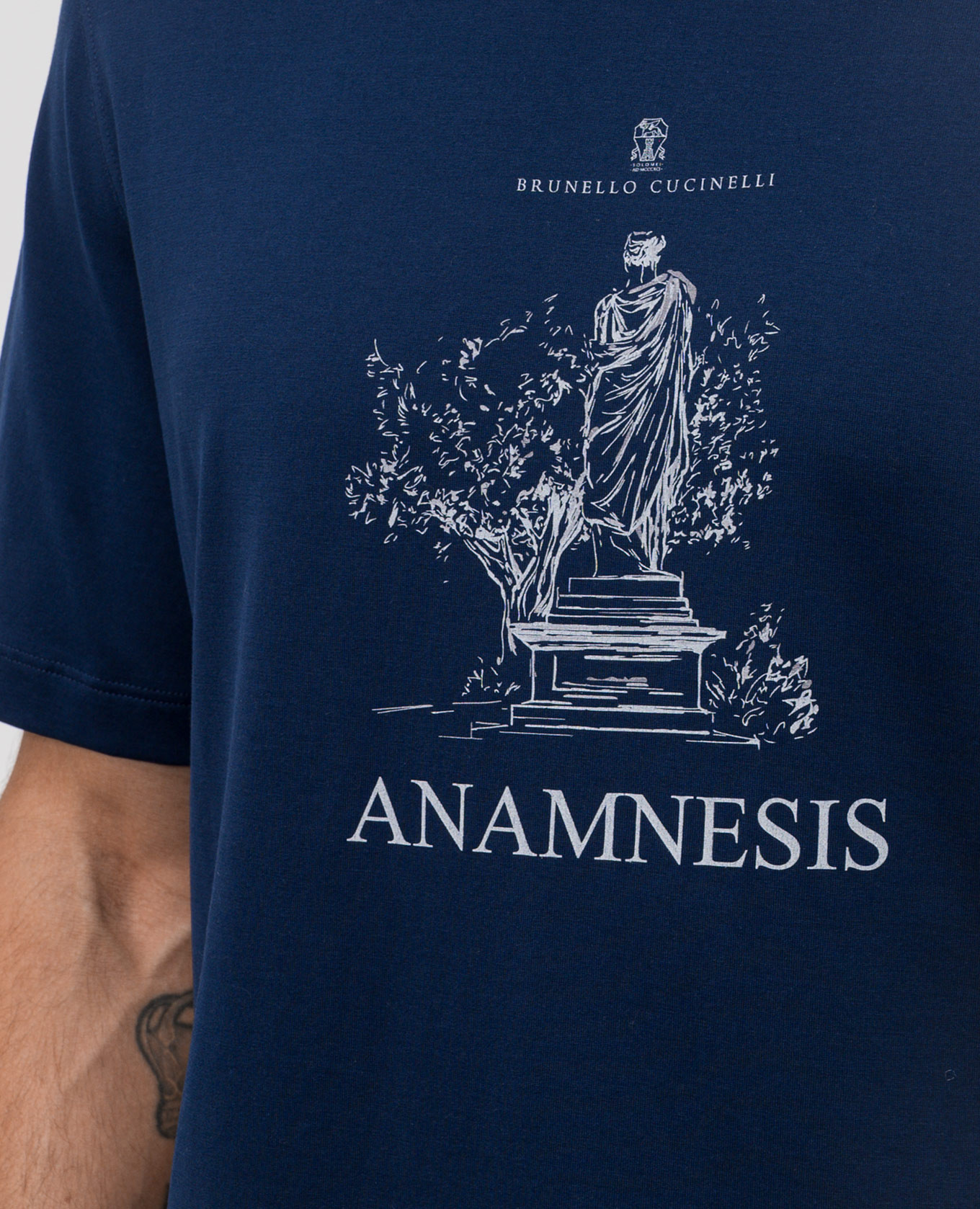 

Blue t-shirt with logo print Brunello Cucinelli