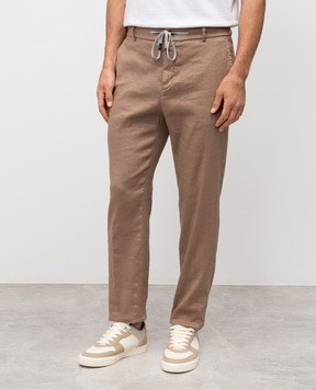 Peserico Beige linen pants with logo R54595T002470