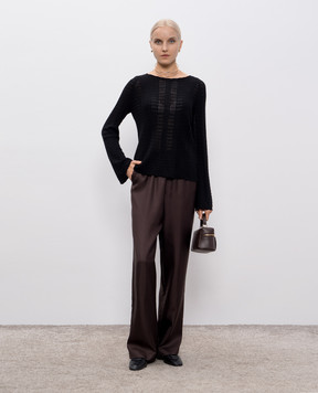 Loulou de Saison GRETA black openwork sweater made of wool and cashmere GRETA