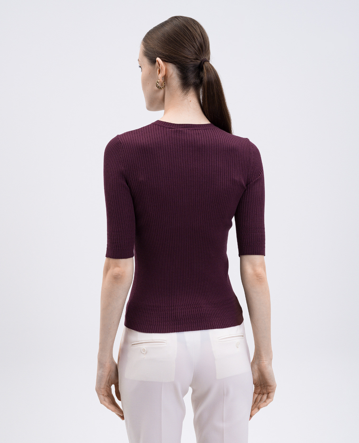 

Purple ribbed top with logo Twinset, Violet