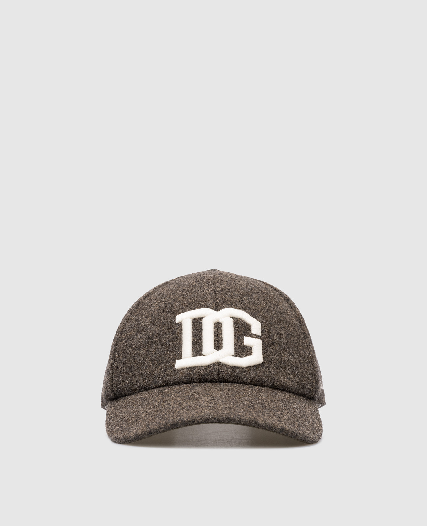 Brown wool cap with logo embroidery dolce&gabbana