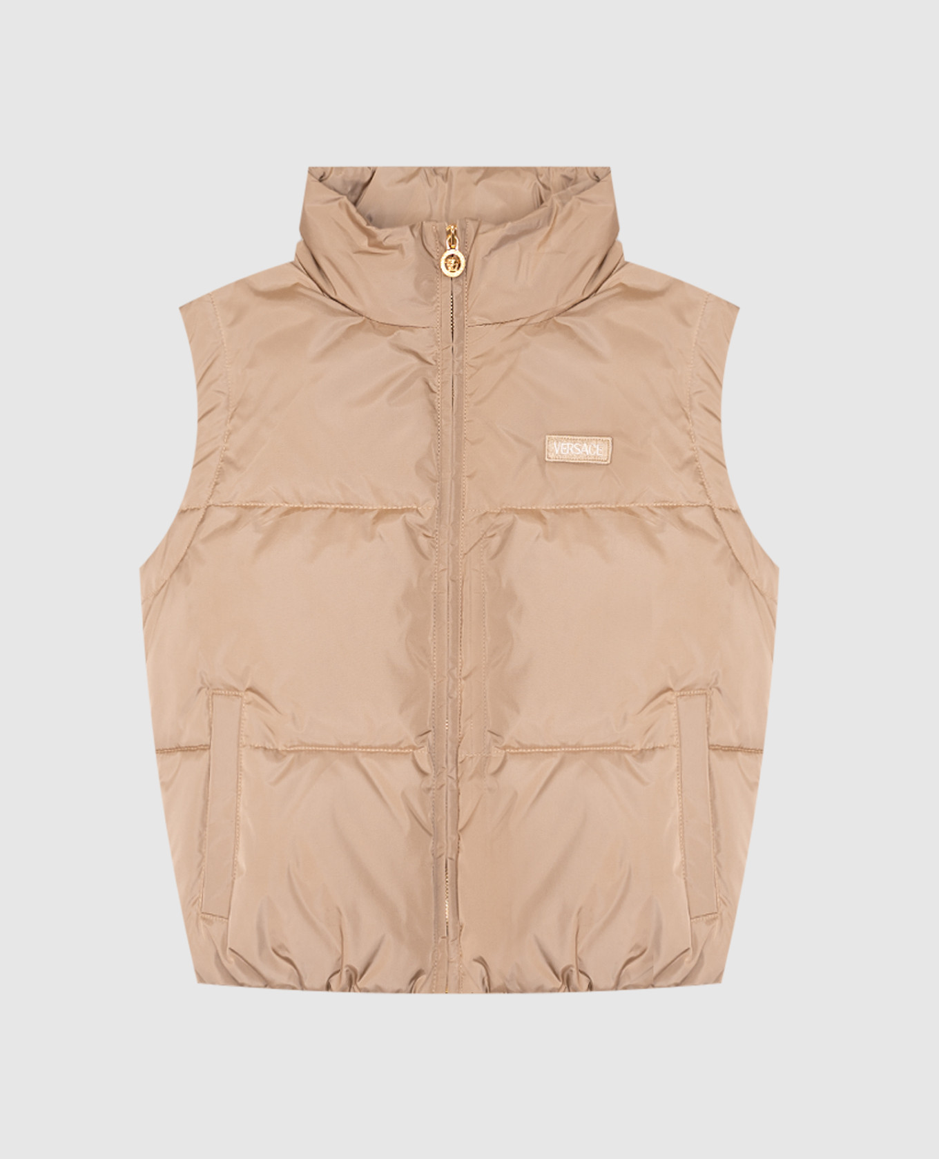 

Children's beige down vest with logo Versace