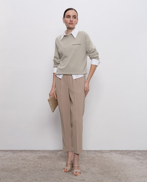 Peserico Green cashmere jumper with monil chain A99284F12K9010B