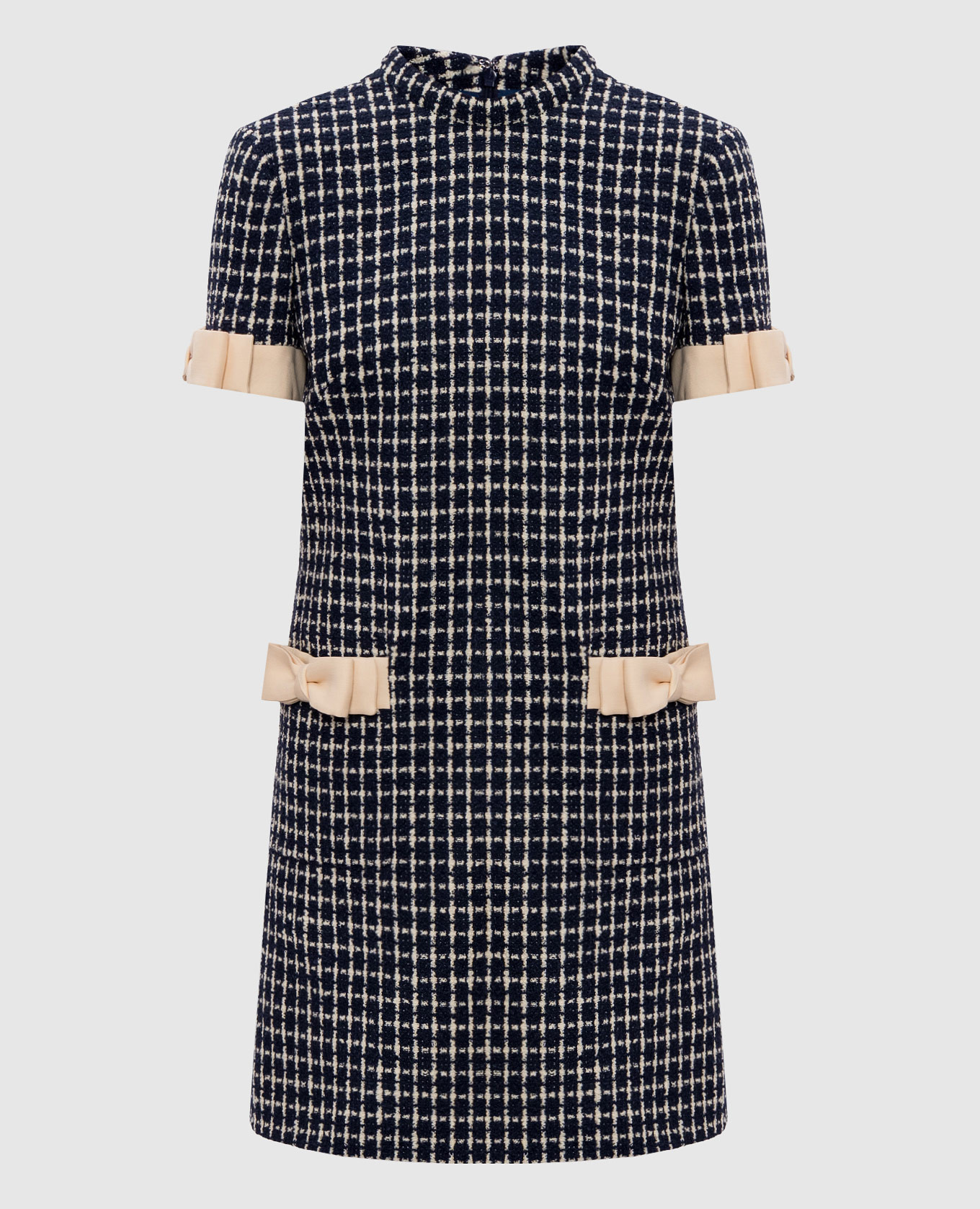 Blue tweed dress with checked wool Valentino