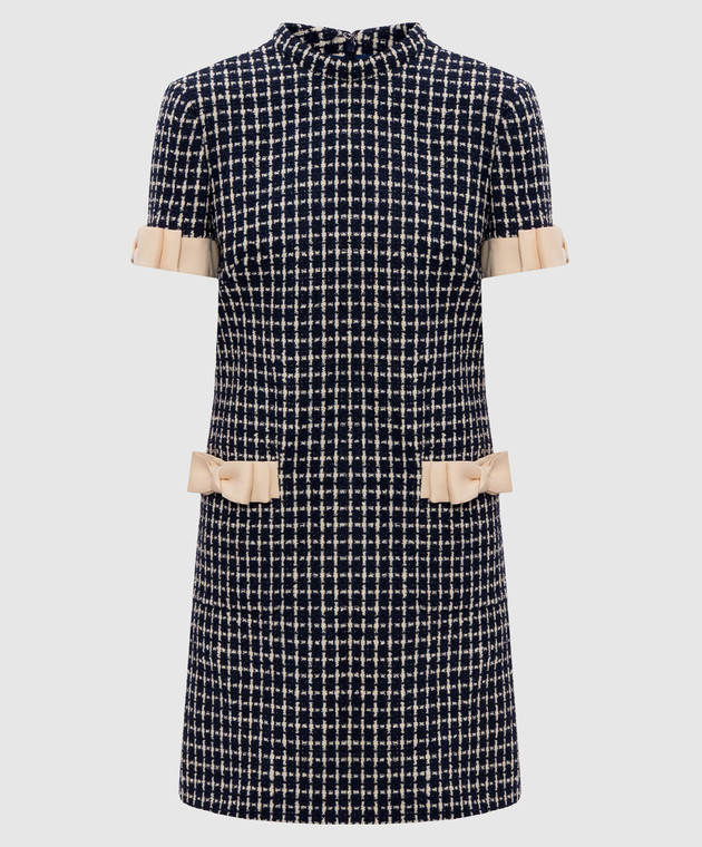 Valentino - Blue tweed dress with checked wool 7B3VAFH79E4 - shop with  Bulgaria delivery at Symbol