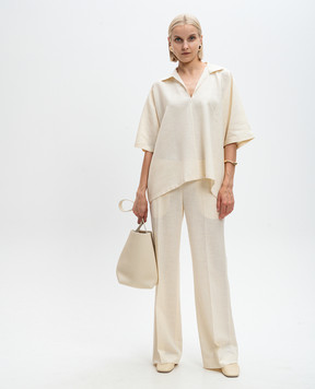 The Row Yellow wool, silk and linen Foulard pants 8027W3040