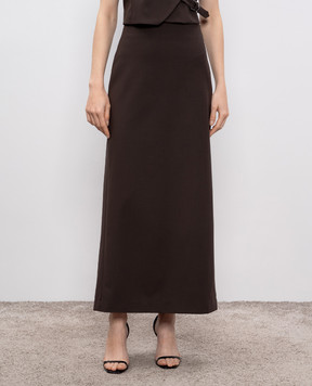 Brunello Cucinelli Brown midi skirt with wool MPW07G3882