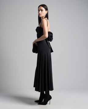 Magda Butrym Black combined bustier dress with a rose DRESS20232524