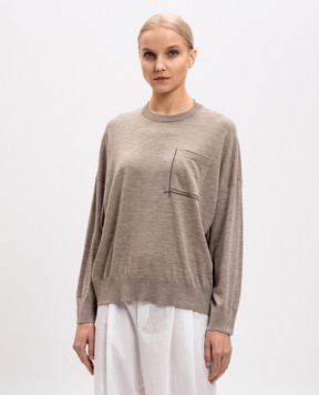 Brunello Cucinelli Brown melange wool and cashmere jumper M14844710