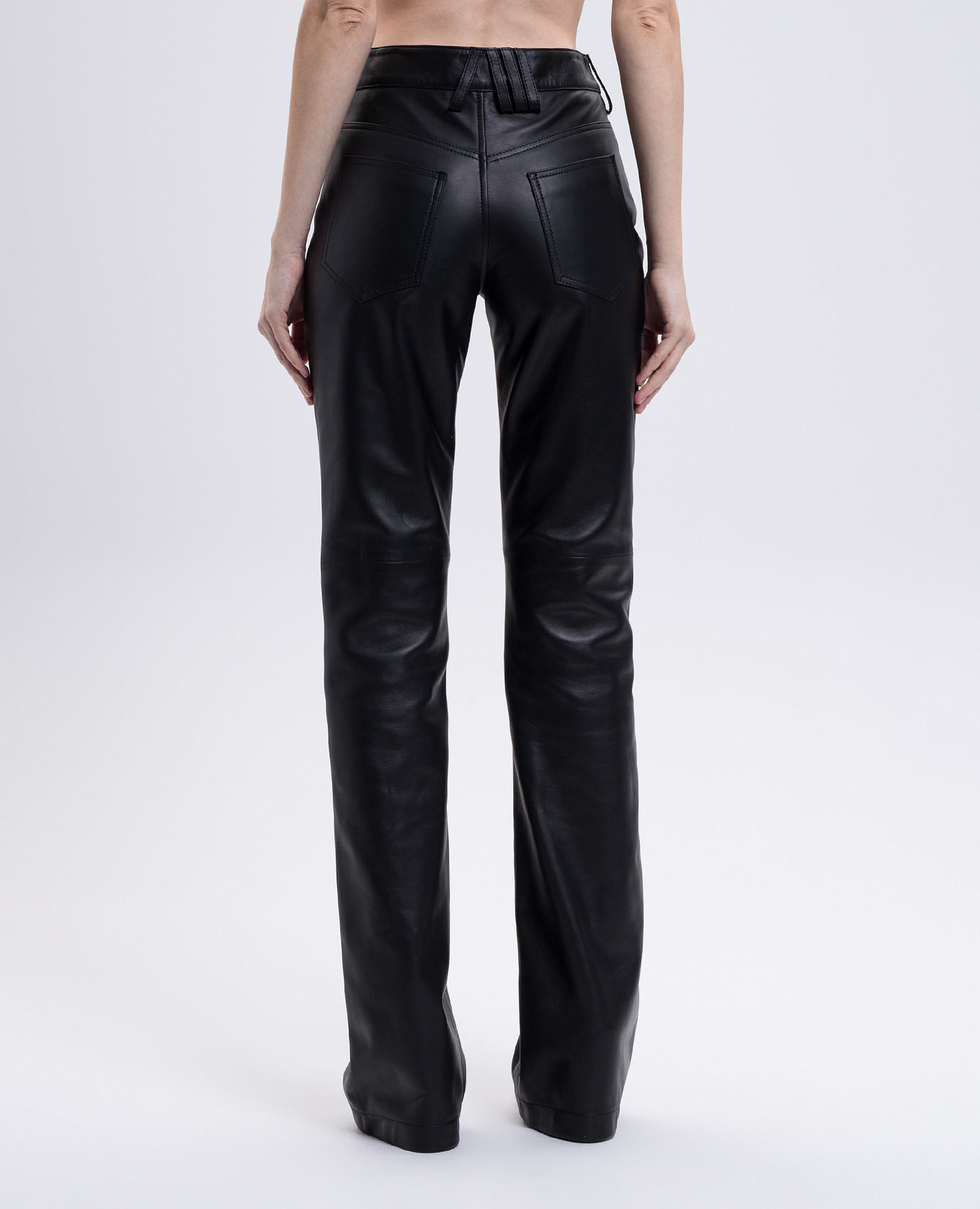 

Black leather flared pants with logo The Attico