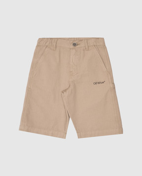 Off-White Children's khaki shorts with logo print OBCB00BS25FAB001