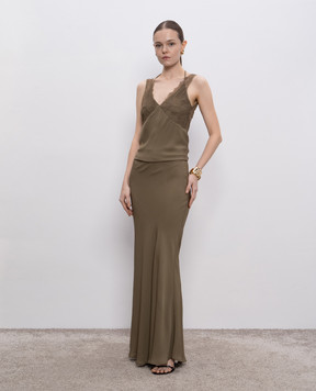 Jacob Lee Khaki double-layer silk top WST0228SS25LO