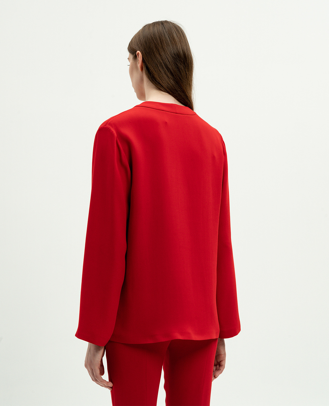 Red silk blouse with V logo Valentino 4