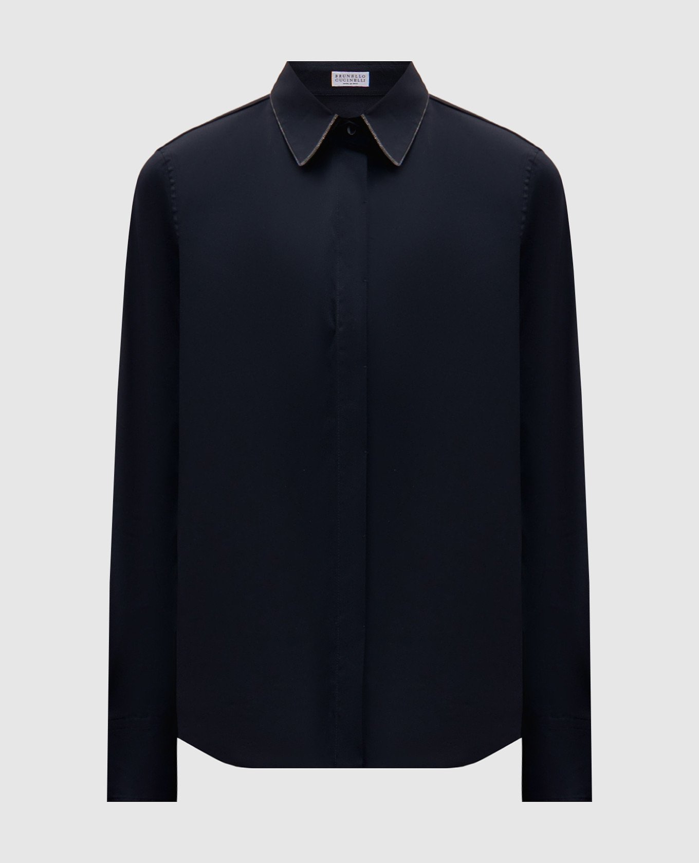 Brunello Cucinelli Blue shirt with monil chain