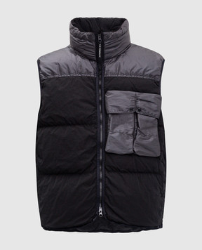 C.P. Company Black down vest with logo patch MOW033A006369M
