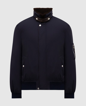 Brunello Cucinelli Blue down jacket with sheepskin MV4061625