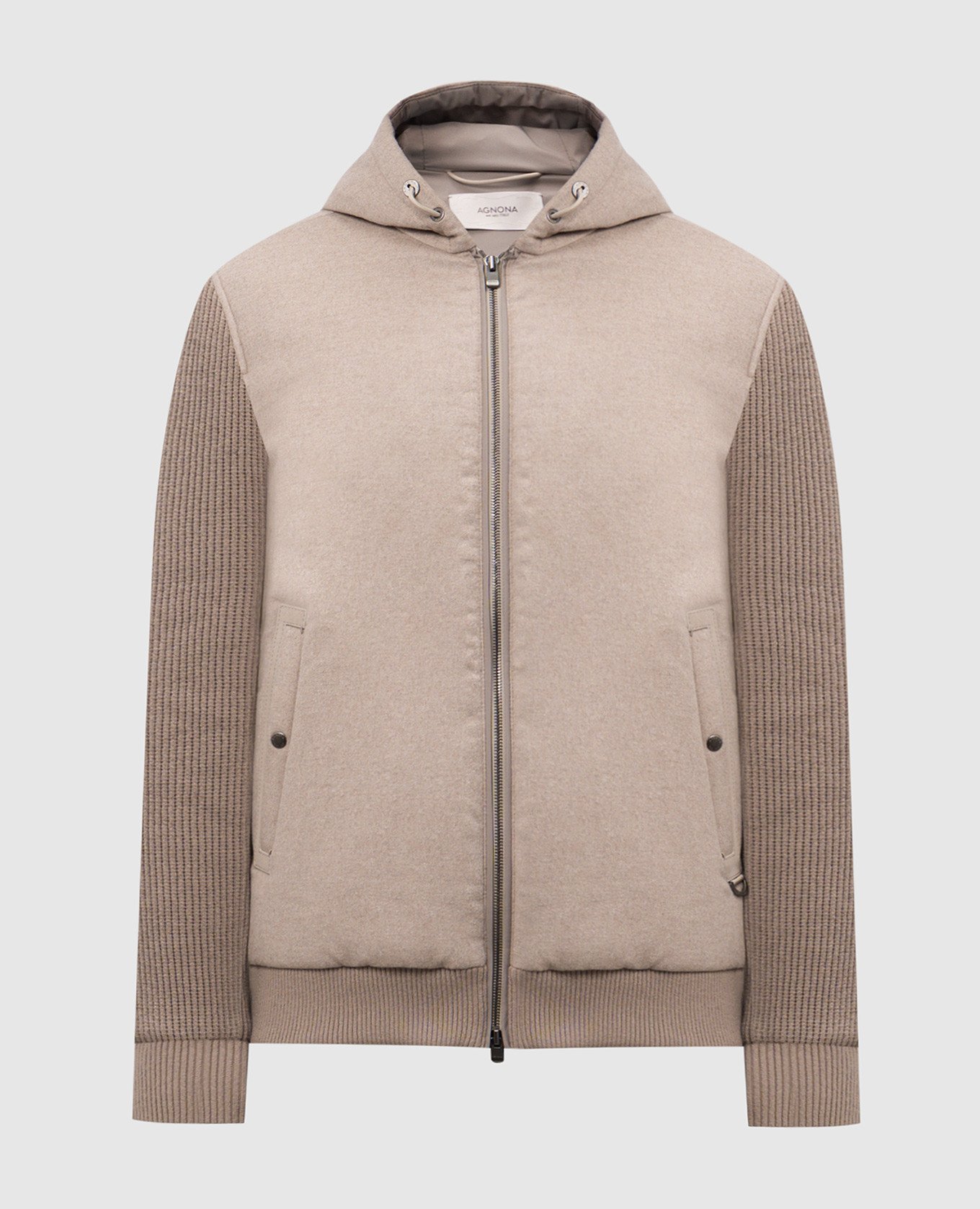 

Beige silk and cashmere jacket with metallic logo Agnona