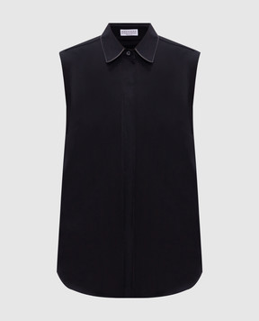 Brunello Cucinelli Black top with monil chain M0091MA616