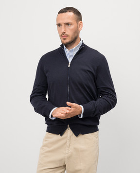 Brunello Cucinelli Blue wool and cashmere cardigan M2400106