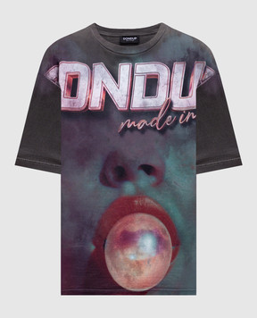 Dondup Gray T-shirt with print DS034JF0350DIV4