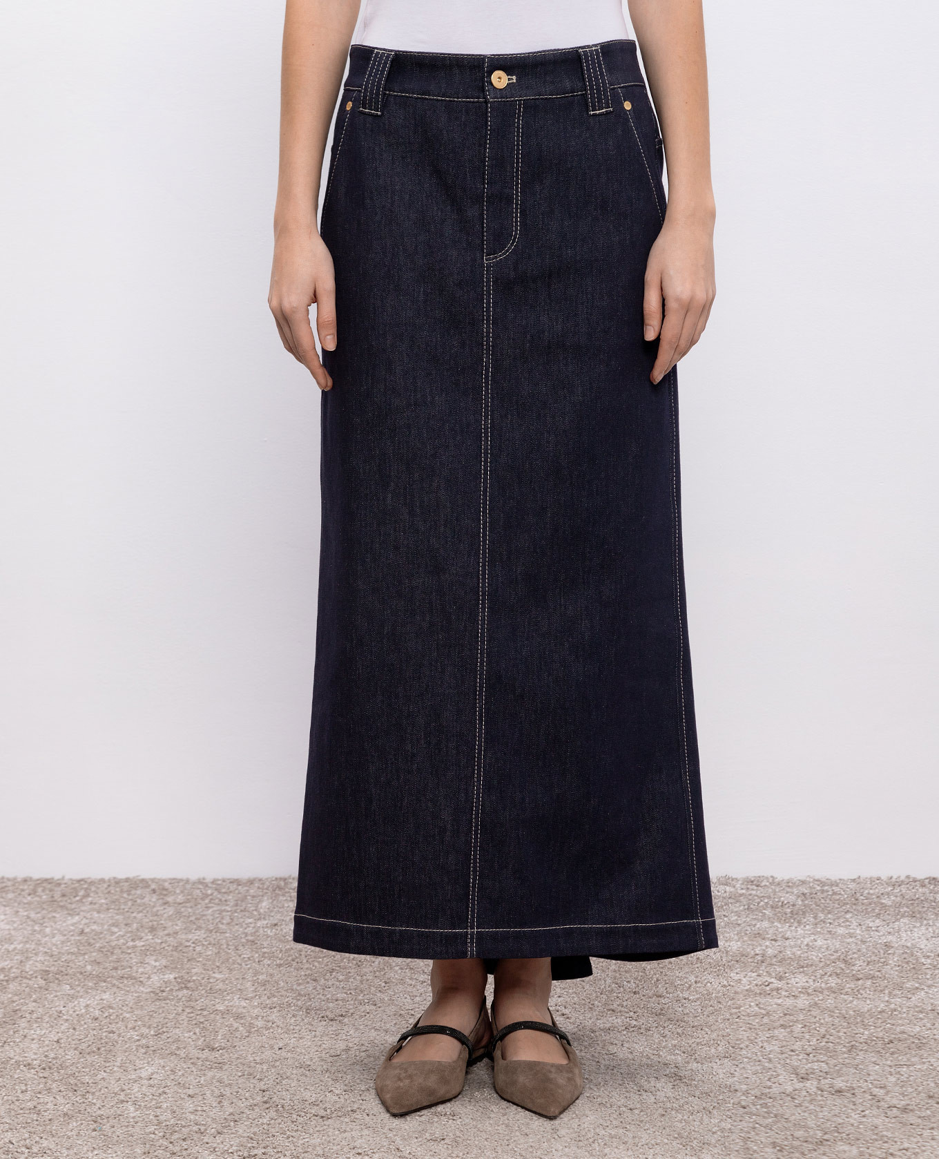 

Blue denim skirt with monil chain Brunello Cucinelli