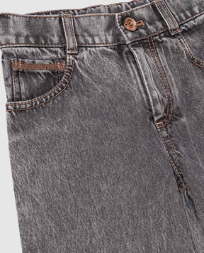 Brunello Cucinelli Children's gray jeans with a monil chain BH188P644A