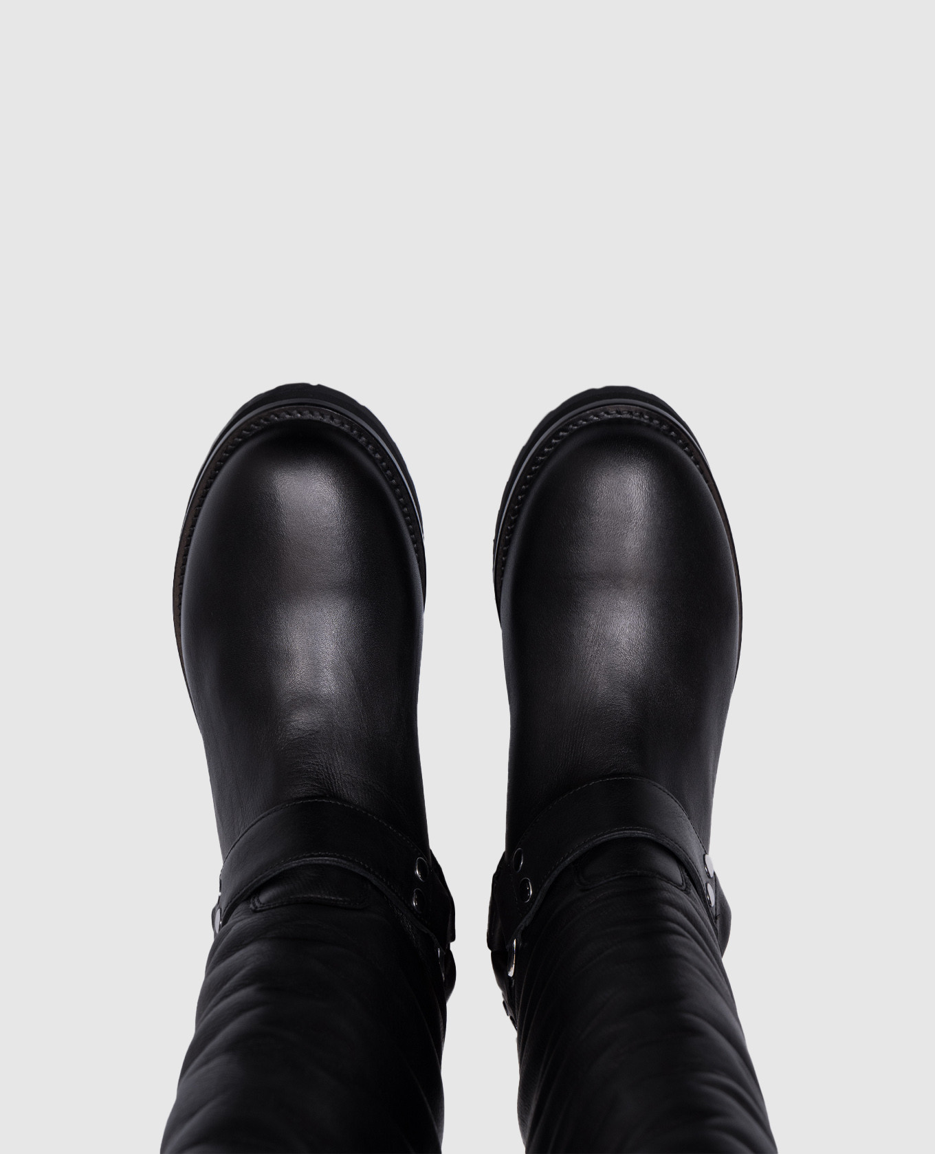 

Darcy Logo Embossed Black Leather Boots Twinset
