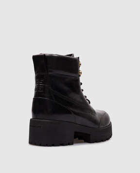 Givenchy Black leather Trekker boots with logo BE604TE292