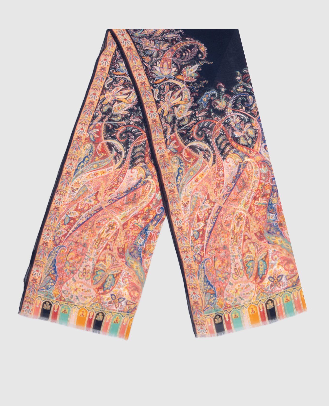 

Scarf made of silk in a print Etro, White