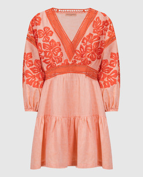 Ermanno Scervino Orange linen dress with embroidery D444Q303LZS