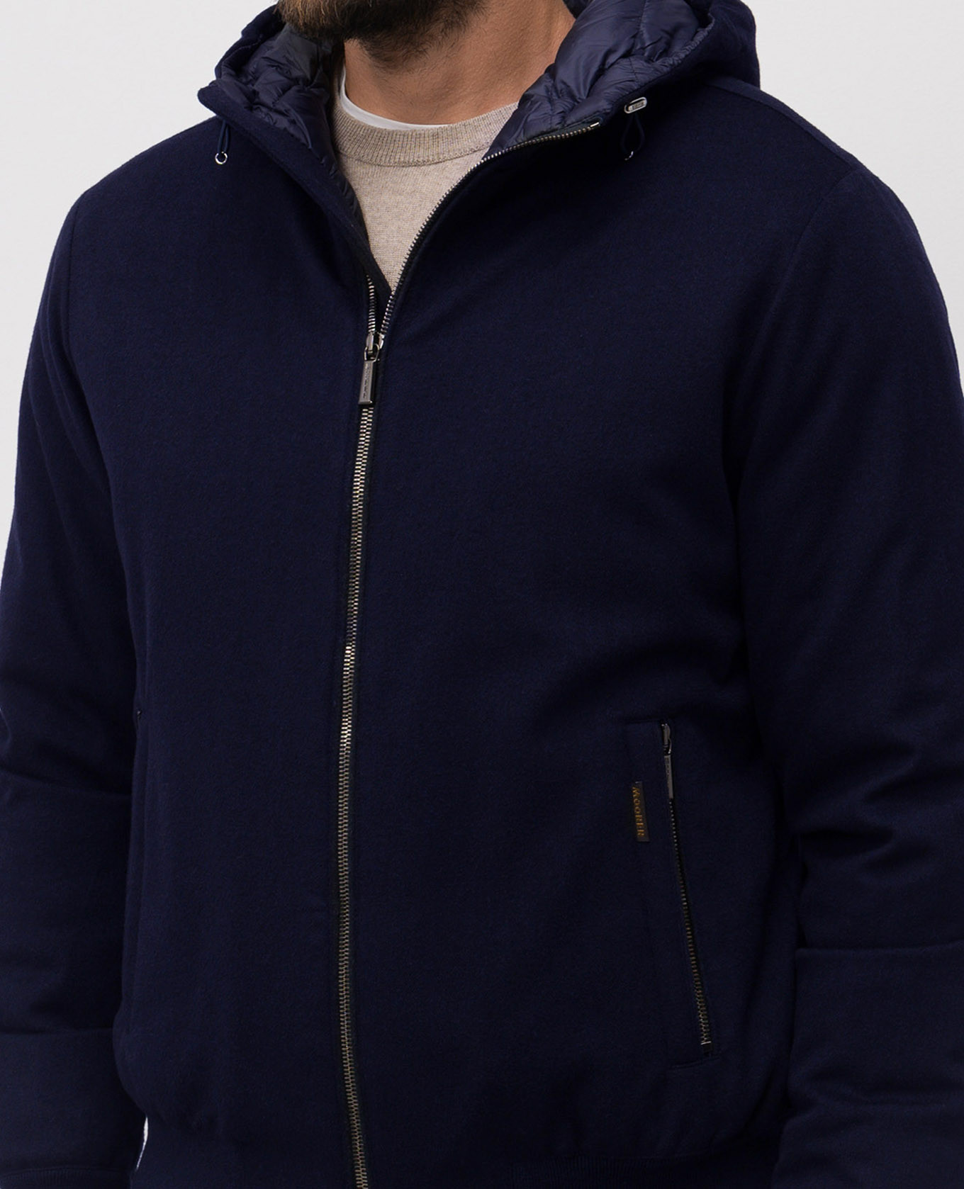 

ONIRO blue down jacket made of wool and cashmere MooRER