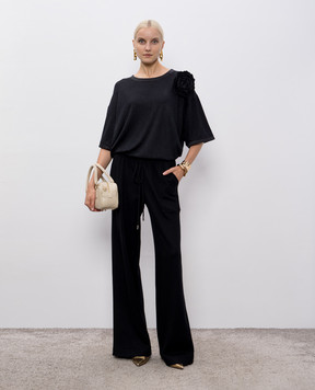 Ermanno Scervino Black wool, silk and cashmere pants D472P306WHB