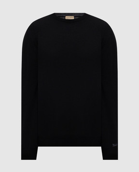 Woolrich Black wool jumper with logo embroidery CFWOKN0278MRUF0469
