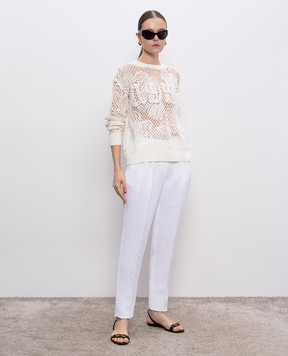 Max Mara White MINCIO pants with linen MINCIO