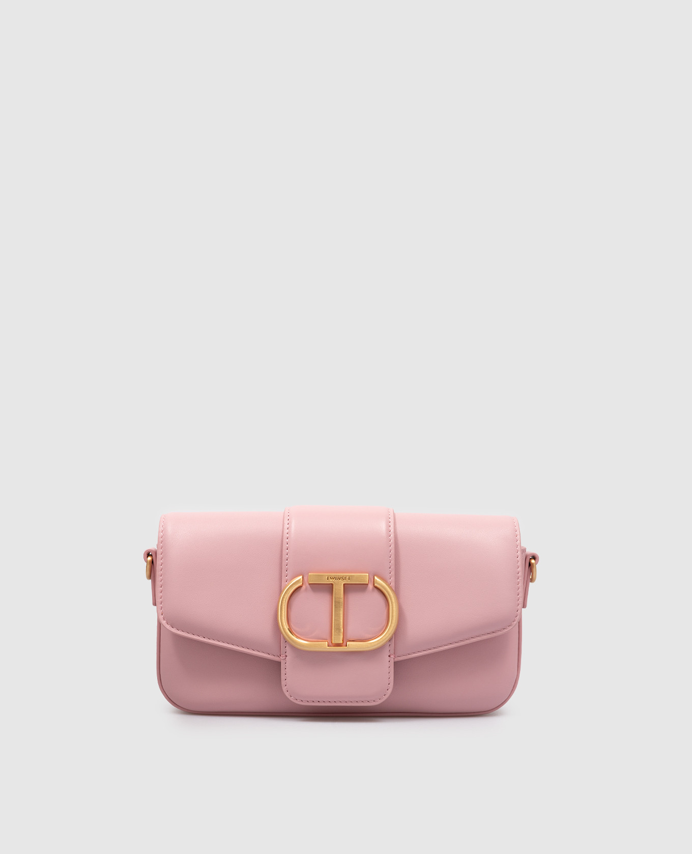 

Amie baguette bag in pink leather with Oval T logo Twinset