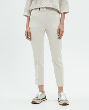 Peserico Beige pants with monil chain A0425301974