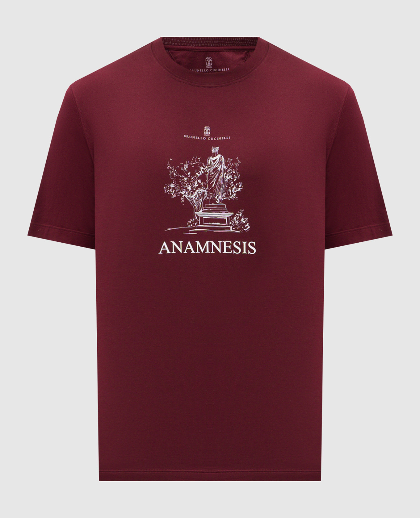 Burgundy T-shirt with a print Brunello Cucinelli