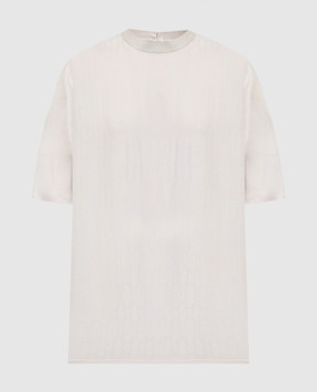 Agnona Beige t-shirt with silk in logo print TT0507YJ5004