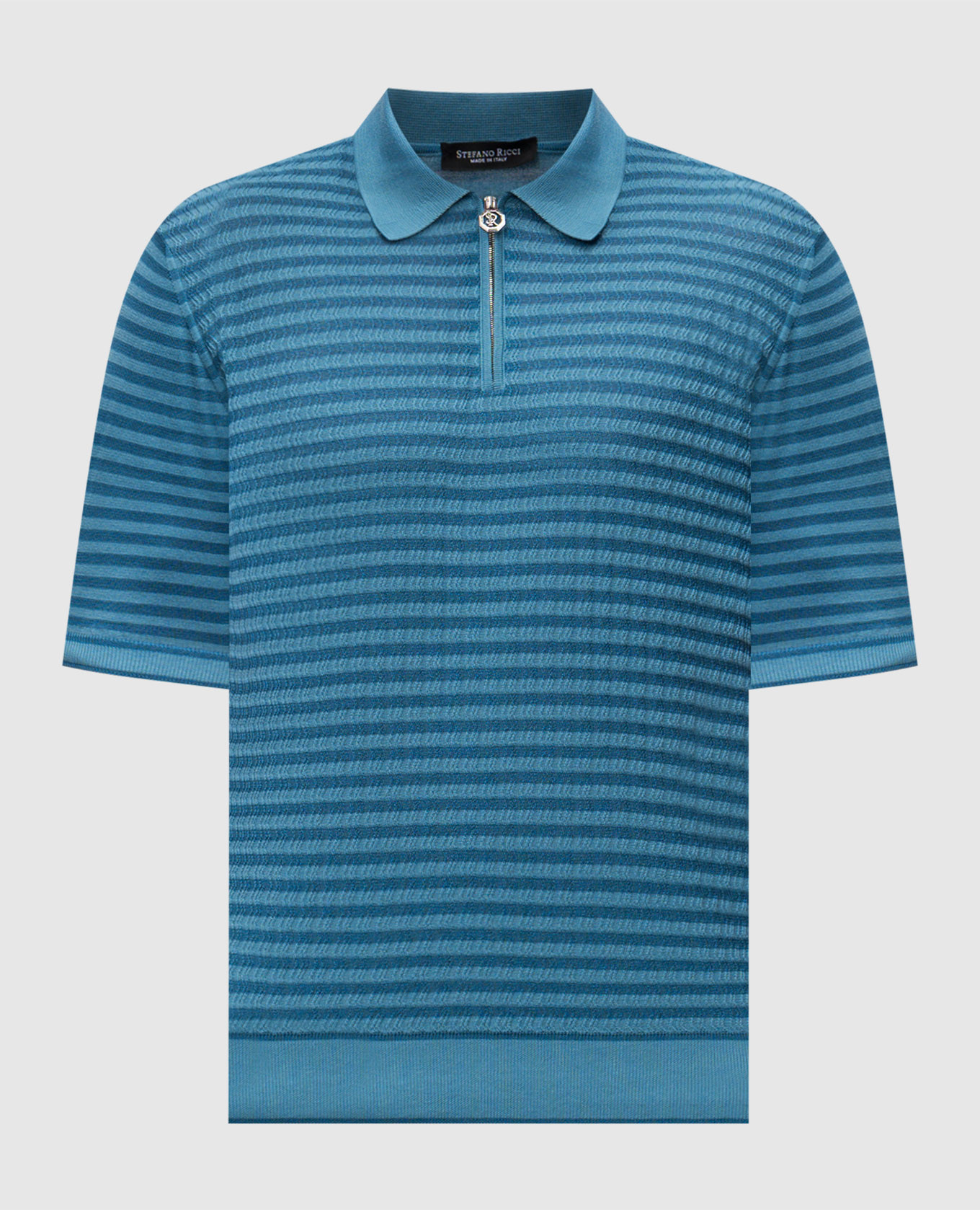 

Blue striped silk polo shirt Stefano Ricci