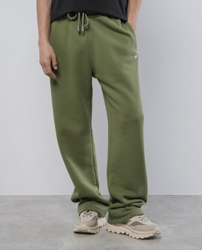 Off-White Green sweatpants with logo embroidery OMCH054F24FLE001