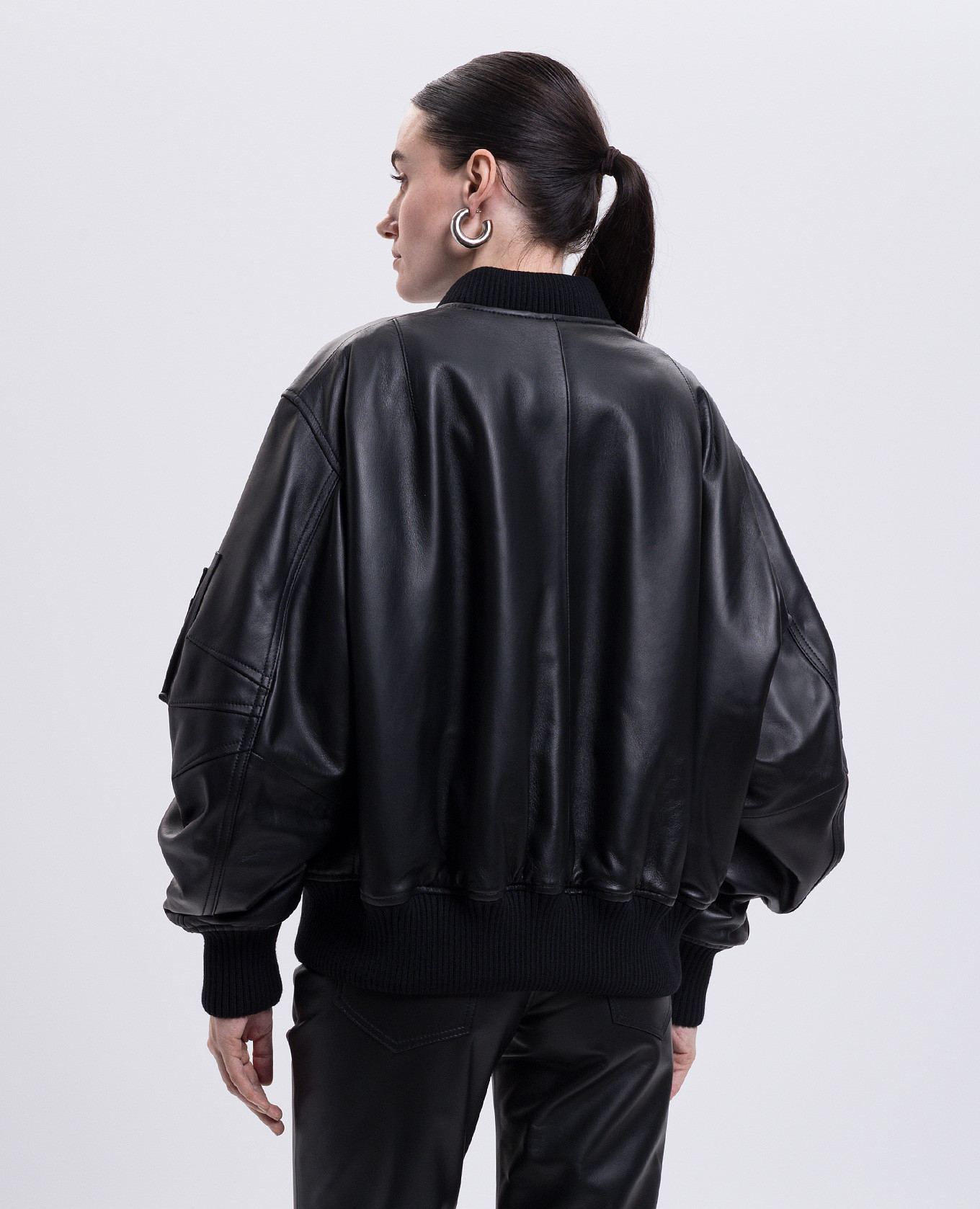 

Anja black leather bomber jacket The Attico